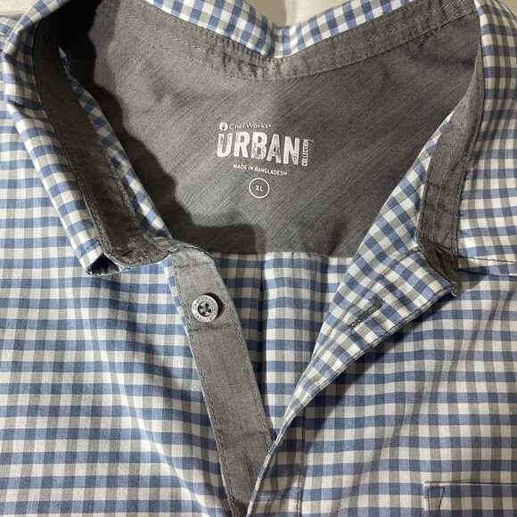 Chef Works Urban Collection Gingham Button-Up Shirt XL Blue/White Checked Long S - Picture 4 of 7